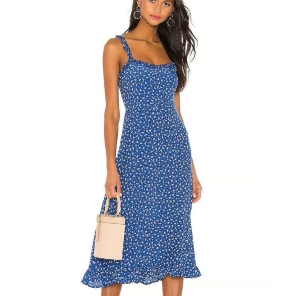 Floral Blue Midi Dress